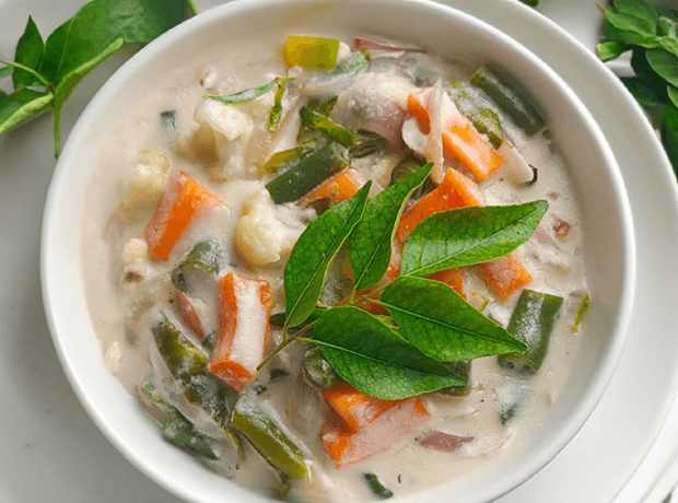Colorful Coconut Vegetable Curry in a rich coconut oil base, a healthy culinary creation.