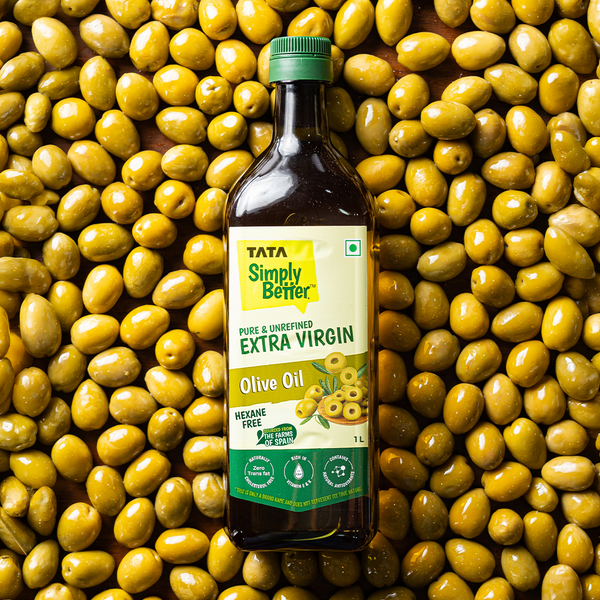 Tata Simply Better Extra Virgin Olive Oil 1L | Pure, Unrefined & Cold-pressed | Hexane-Free