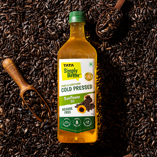 Tata Simply Better Sunflower Oil 1L | Pure, Unrefined & Cold-pressed | Hexane-Free