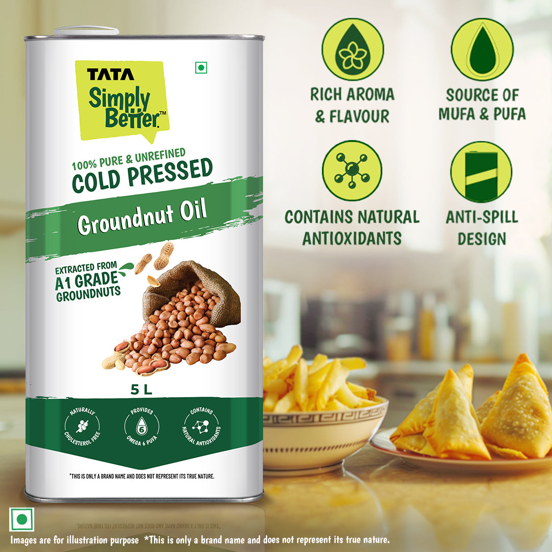 Tata Simply Better Groundnut (Peanut) Oil 5L | 100% Pure, Unrefined &
