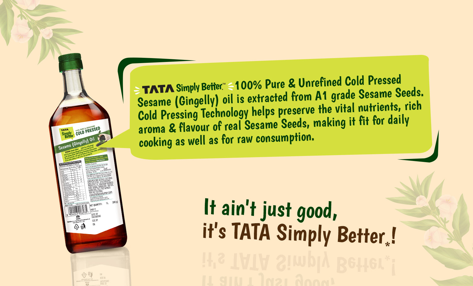 Buy Cold Pressed Sesame Oil  Kachi Ghani Gingelly Oil – Tata Simply Better