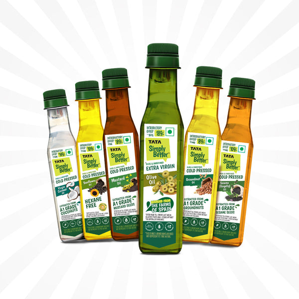 Tata Simply Better Cold Pressed Oils - Trial Packs - Pack of 6 x 100ml