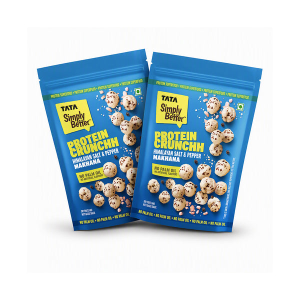 TSB Himalayan Salt & Pepper Flavoured Makhana - Pack of 2 (50 x 2) - 100g Double Roasted for 2X Crunch, With No Palm Oil & Artificial Flavours, Dry Fruits & Nuts Based Snack, Made with Olive Oil