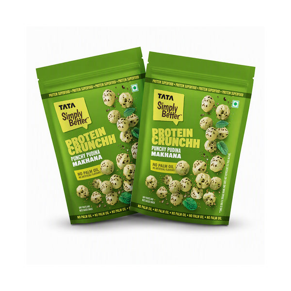 TSB Punchy Pudina Flavoured Makhana - Pack of 2 (50 x 2) 100g  Double Roasted for 2X Crunch, With No Palm Oil & Artificial Flavours, Dry Fruits & Nuts Based Snack, Made with Olive Oil