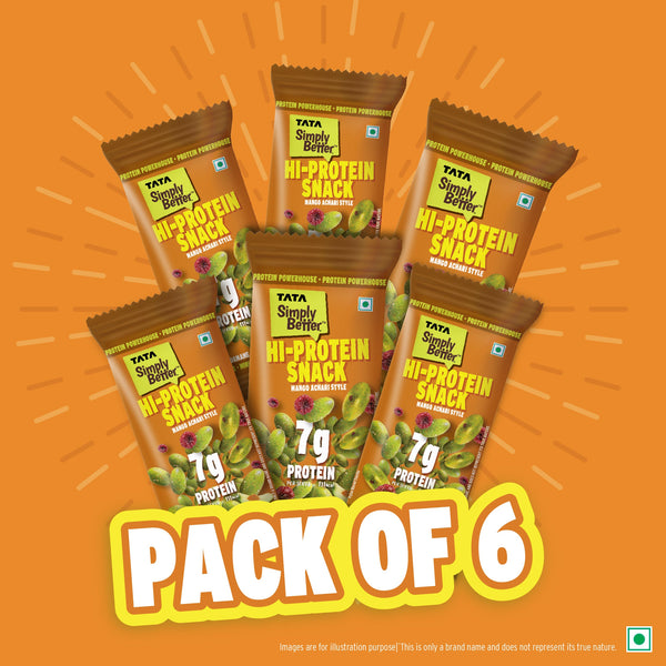 Tata Simply Better Hi-Protein Edamame Snack Mango Achari Style 28g - Pack of 6