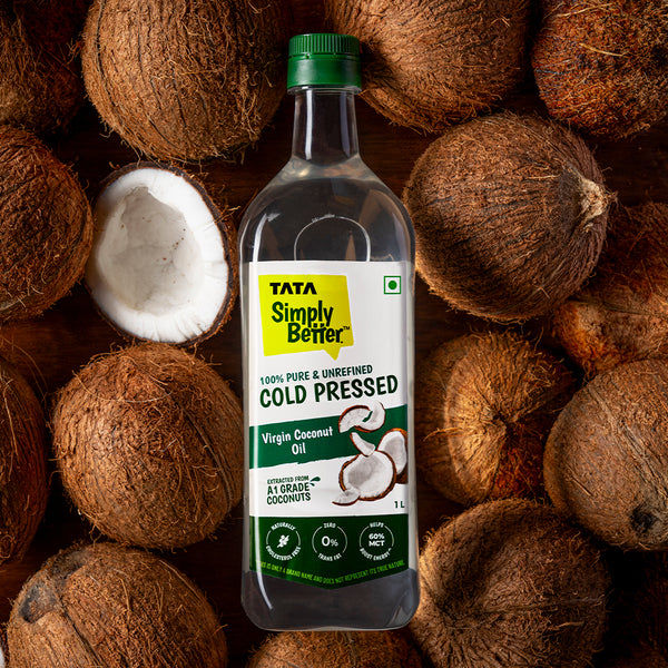 Tata Simply Better Virgin Coconut Oil 1L | 100% Pure, Unrefined & Cold-pressed | Hexane-Free