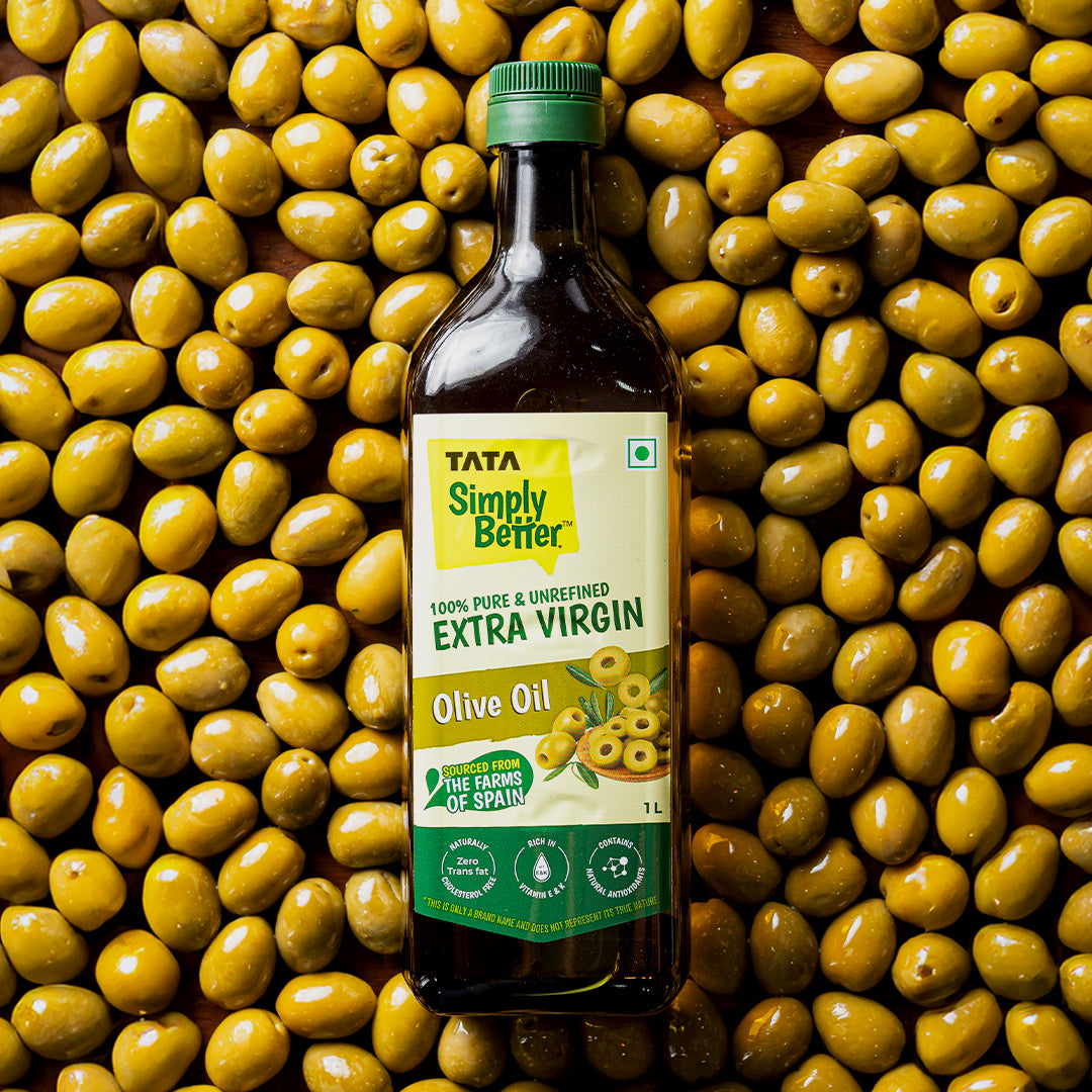 Tata Simply Better Extra Virgin Olive Oil 1L | 100% Pure, Unrefined & Cold-pressed | Hexane-Free